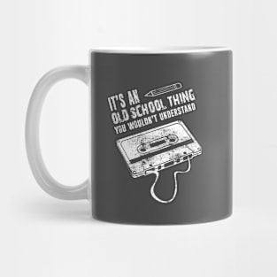 Vintage 80's Music with Pencil Rewind Winding Up a Cassette Tape Mug